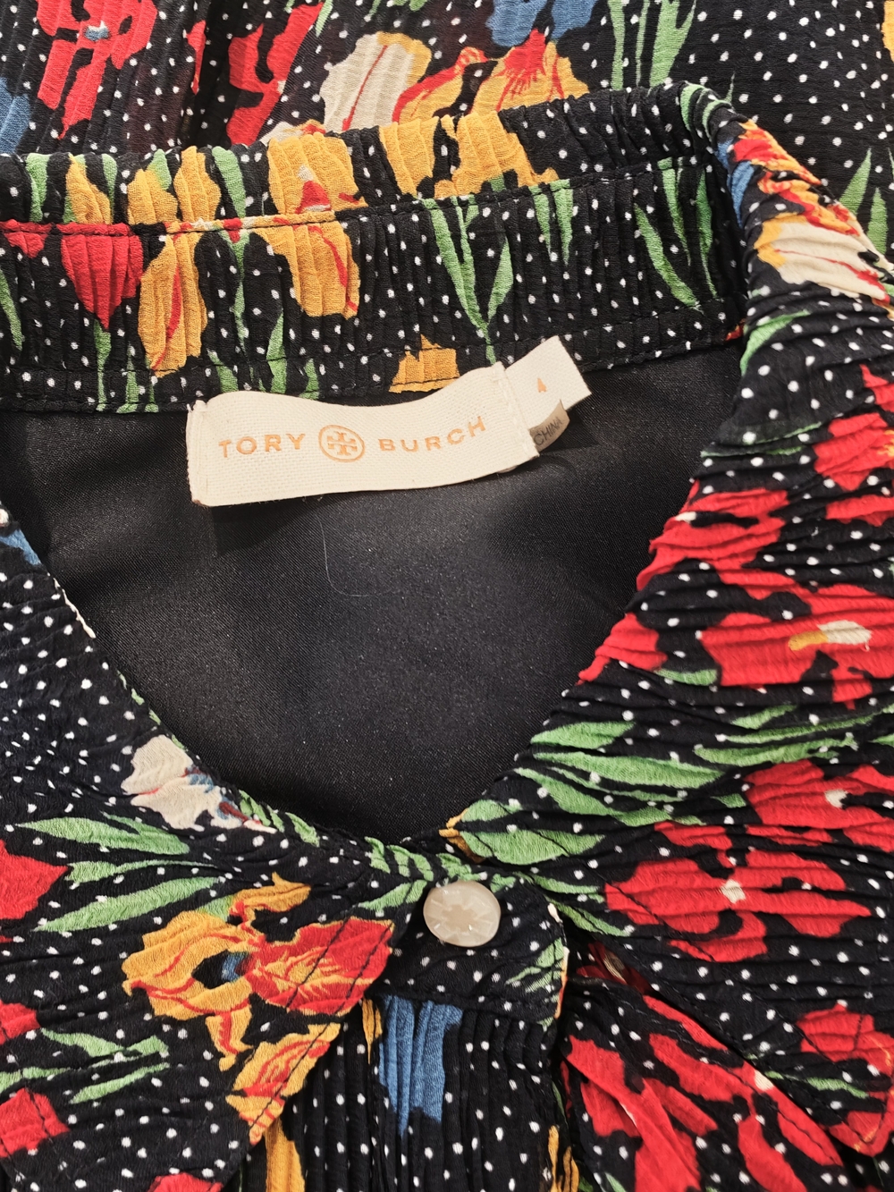 Tory Burch  Floral Tie-Neck Long Sleeve Dress - Picture 6 of 9